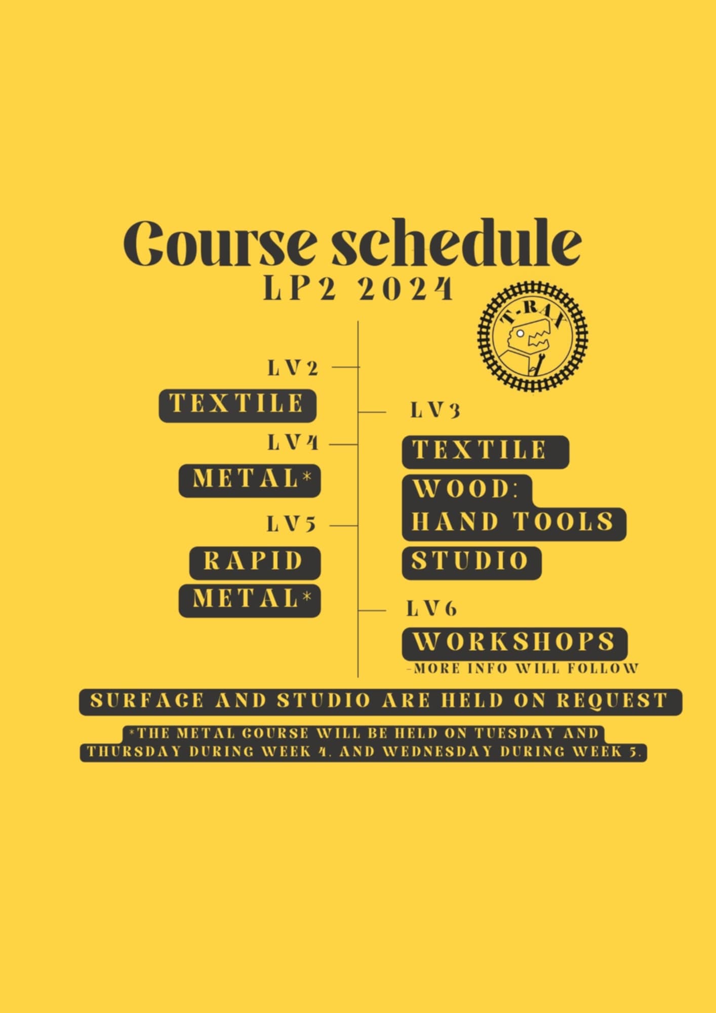 Course schedule in study peeriod 2